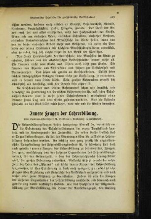 Innere Fragen der Lehrerbildung