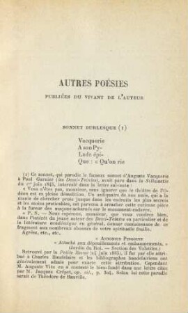Autres Poésies Publiées Du Vivant De L'auteur
