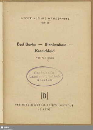Bad Berka - Blankenhain - Kranichfeld