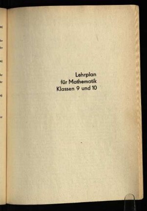 Lehrplan für Mathematik Klassen 9 und 10
