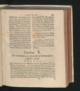 Titulus X. De contentione inter dominum & fidelem de investitur a feudi.