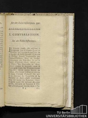 X. Conversation. Sur des Faits historiques.