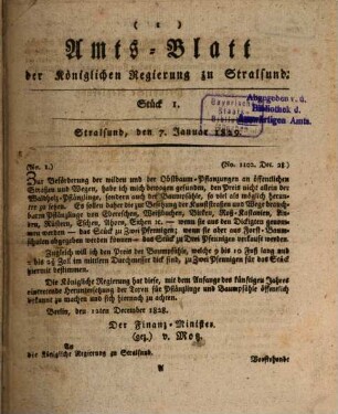 Amtsblatt der Preußischen Regierung zu Stralsund. 1829 = [13]