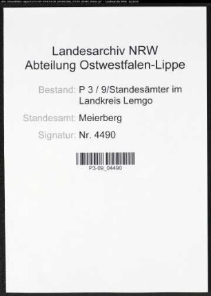 Sterberegister Standesamt Meierberg