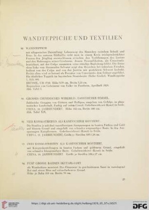 Wandteppiche und Textilien (Nr. 90-94)