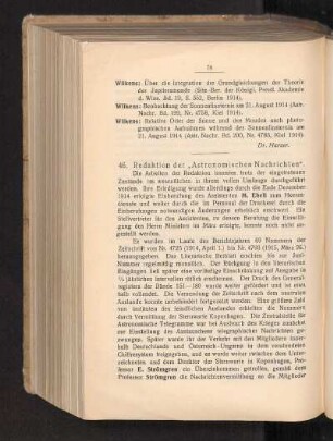 46. Redaktion der "Astronomischen Nachrichten".