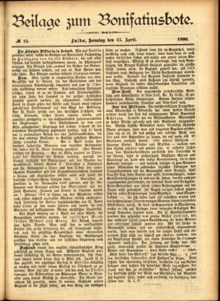 Zweite Ausgabe vom Sonntag, den 15. April 1900.