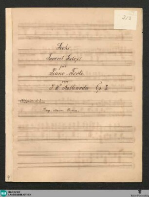 6 Galops - JWK Mus.Ms. 213 : pf; op. 3, StrK op. 3