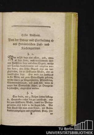 Erster Abschnitt. Von der Anlage und Eintheilung eines holländischen Lust- und Küchengartens.