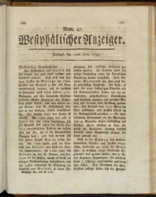 Num. 47. Freitags, den 14ten Juny. 1799