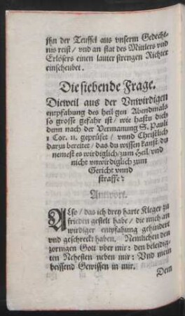 Die siebende Frage.