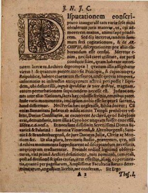Disp. inaug. iur. de archivis