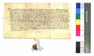Rudolf (Ruodolff) von Baldeck (Baldegk), Sohn des verstorbenen Ott von Baldeck, verleiht Ulrich Klee zu Köngen (Küngen) als Erblehen genau bezeichnete 1 1/2 Tagwerk Wiese "zu ruten" in dem Gesoed für 6 Schilling Heller jährlichen Zins.