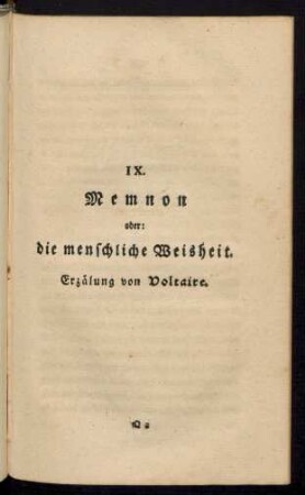 Memnon oder: die meschliche Weisheit