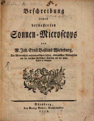 Beschreibung eines verbesserten Sonnen-Microscops