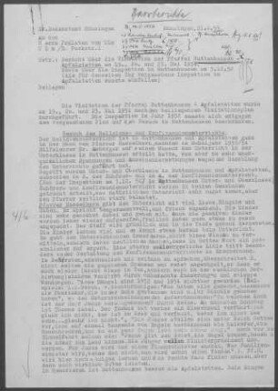 Buttenhausen-Apfelstetten: Inspektionsbericht 1952 und Visitationsbericht mit Pfarrbericht 1954