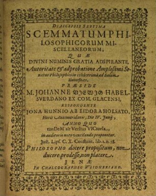 Diascepsis Septima Scemmatum Philosophicorum Miscellaneorum