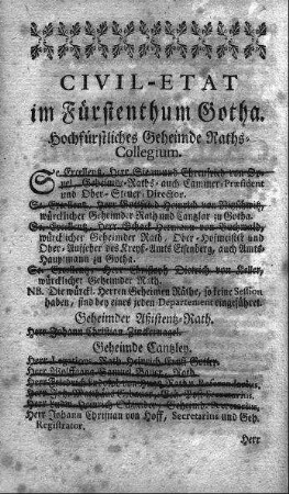 Civil-Etat im Fürstenthum Gotha
