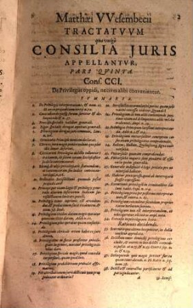 Cl. IC. Matthaei Wesenbecii Tractatuum Et Responsorum, Quae vulgo Consilia Iuris Appellantur, Pars ..., 5