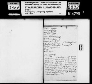 Gesuch der Sibilla Böhringer, geb. 28.06.1791 in Riet, um bürgerliche Aufnahme in Enzweihingen zwecks Eheschließung mit dem Müller Friedrich Randeker daselbst