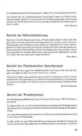 Bericht der Wandergruppe