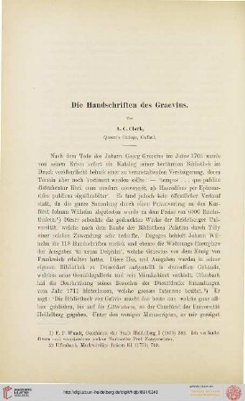 1: Die Handschriften des Graevius
