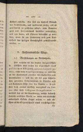 277-278, 1.) Vorstellungen an Reichstheile