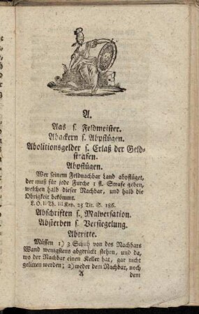 Aas s. Feldmeister. - Abzucht.