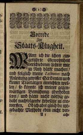 Vorrede Zur Staats-Klugheit.