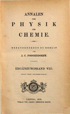 Annalen der Physik. Ergänzungsbände. 8, 8. 1876/78