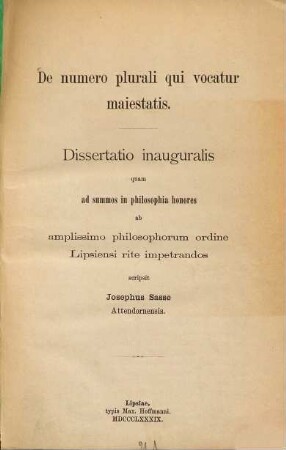 De numero plurali qui vocatur maiestatis