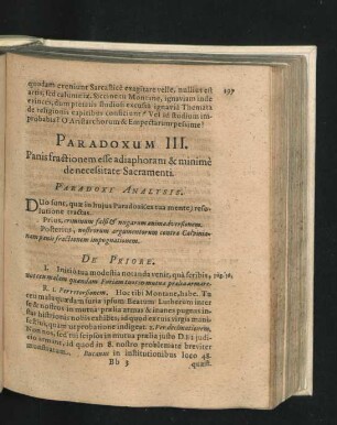 Paradoxum III. Panis fractionem esse adiaphoram & minime de necessitate Sacramenti.