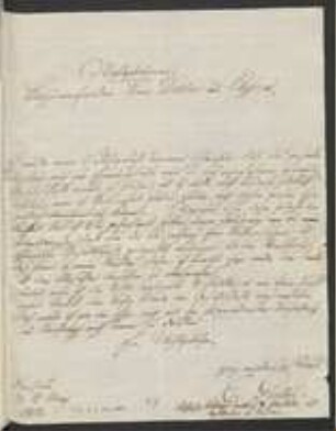 Brief von Unbekannt an Johann Jacob Kohlhaas