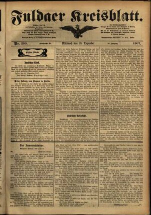 Erste Ausgabe vom Mittwoch, den 18. Dezember 1907.