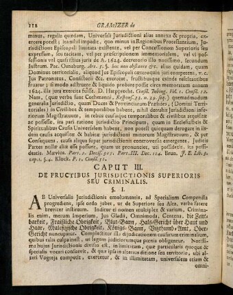 112-123, Caput III. De fructibus jurisdictionis superioris seu criminalis. - Caput Ultimum. De fructum jurisdictionalium effectibus.