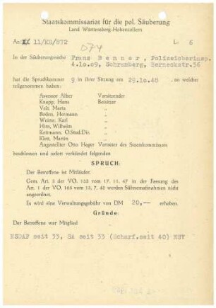 Benner, Franz