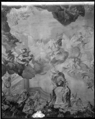 Meersburg Neues Schloss Treppenhaus Deckenbild - Bild Fürstbischof Kardinal Franz Konrad Rodt von Guiseppe Appiani (um 1750)