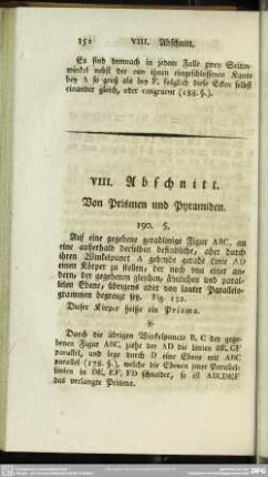 VIII. Abschnitt. Von Prismen und Pyramiden