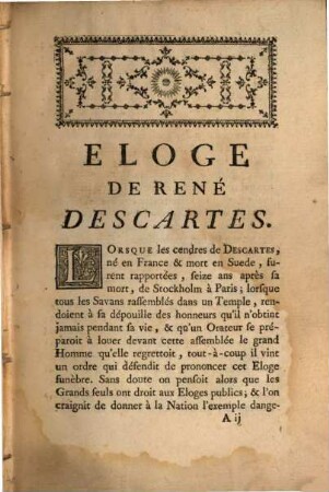 Eloge De René Descartes : Discours Qui A Remporté Le Prix de l'Académie Françoise en 1765