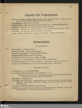 Concerte und Vergnügungen