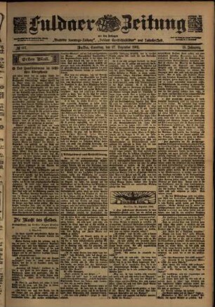 Erste Ausgabe vom Samstag, den 27. Dezember 1902.