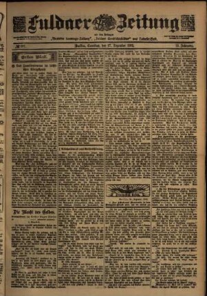 Erste Ausgabe vom Samstag, den 27. Dezember 1902.