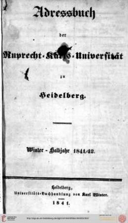 Wintersemester 1841/1842