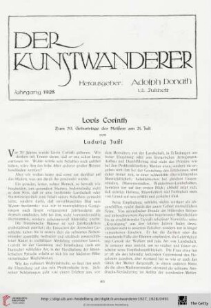 9/10: Lovis Corinth : zum 70. Geburtstage des Meisters am 21. Juli