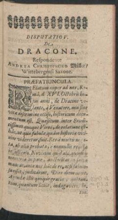 Disputatio V. De Dracone