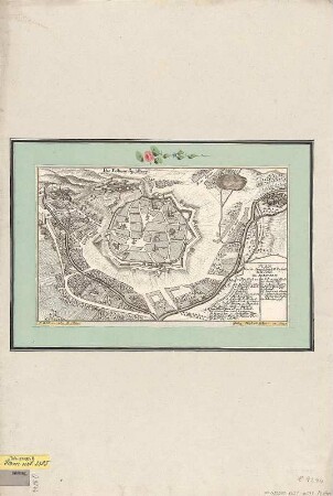 Plan von Brünn, 1:10 000, Kupferstich, nach 1715 : Plan Von der Haupt-Stadt u. Vorstätte Brünn, in Maehren / F. B. Werner delin. Breslau. Georg Christoph Kilian exc.. - [Ca. 1:10 000]. - Aug[usta] V[indelicorum] , [nach 1715]. - 1 Kt. : Kupferst. ; 29 x 18 cm