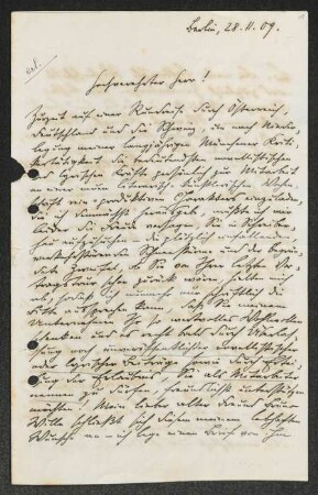 Brief von Hanns von Gumppenberg an Gerhart Hauptmann