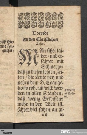 Vorrede An den Christlichen Leser.