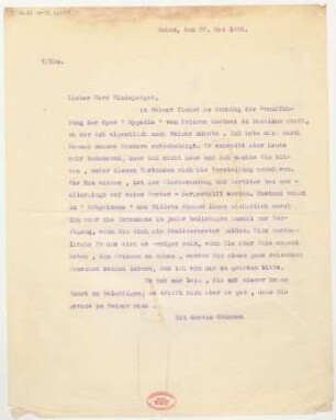 Brief an Lothar Windsperger : 22.05.1926
