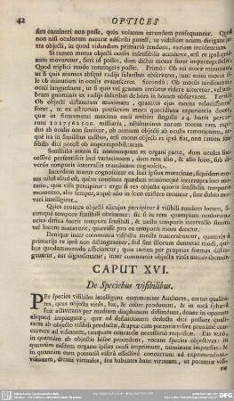 CAPUT XVI. De Speciebus visilibus.